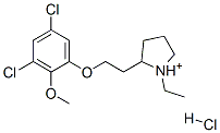 (+)-2-[2-(3,5-dichloro-2-methoxyphenoxy)ethyl]-1-ethylpyrrolidinium hydrochloride Struktur