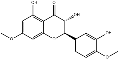 4H-1-Benzopyran-4-one, 2,3-dihydro-3,5-dihydroxy-2-(3-hydroxy-4-methox yphenyl)-7-methoxy-, (2R,3R)- Struktur