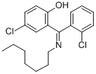 2-(Heptylimino-(2-chlorophenyl)methyl)-4-chlorophenol Struktur