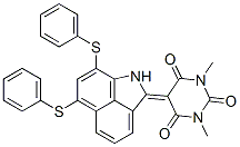 5-[6,8-bis(phenylthio)benz[cd]indol-2(1H)-ylidene]-1,3-dimethyl-1H,3H,5H-pyrimidine-2,4,6-trione  Struktur