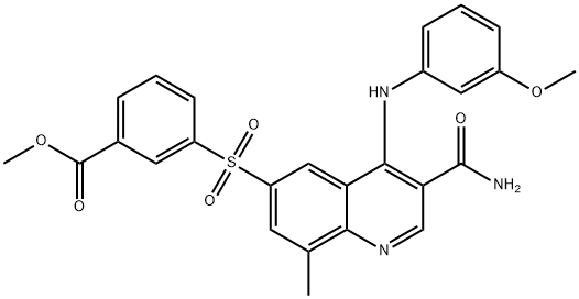 Methyl 3-(3-carbaMoyl-4-(3-MethoxyphenylaMino)-8-Methylquinolin-6-ylsulfonyl)benzoate Struktur