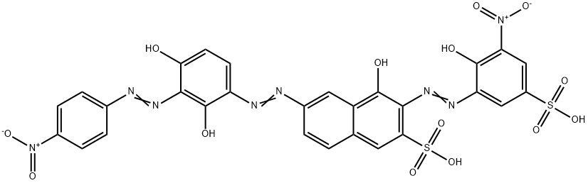 6-[[2,4-dihydroxy-3-[(4-nitrophenyl)azo]phenyl]azo]-4-hydroxy-3-[(2-hydroxy-3-nitro-5-sulphophenyl)azo]naphthalene-2-sulphonic acid Struktur