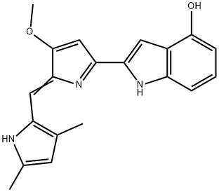 1H-Indol-4-ol, 2-[2-[(3,5-diMethyl-1H-pyrrol-2-yl)Methylene]-3-Methoxy-2H-pyrrol-5-yl]- Struktur