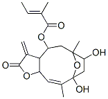 2-Methyl-2-butenoic acid 2,3,3a,4,5,6,7,8,9,11a-decahydro-7,9-dihydroxy-6,10-dimethyl-3-methylene-2-oxo-6,9-epoxycyclodeca[b]furan-4-yl ester Struktur