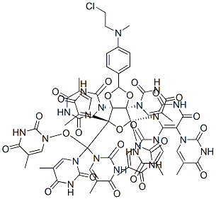 2',3'-O-(4-(N-(2-Chloroethyl)-N-(methylamino))benzylidene)nonathymidyluridine  Struktur