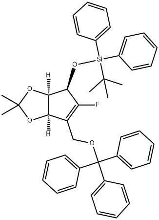 4H-Cyclopenta-1,3-dioxole, 4-[[(1,1-diMethylethyl)diphenylsilyl]oxy]-5-fluoro-3a,6a-dihydro-2,2-diMethyl-6-[(triphenylMethoxy)Methyl]-, (3aR,4R,6aR)- Struktur