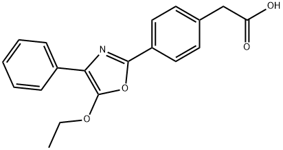 2-[4-(5-ethoxy-4-phenyl-1,3-oxazol-2-yl)phenyl]acetic acid Struktur