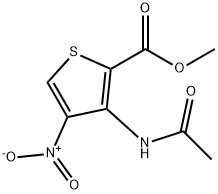 Methyl 3-(acetylamino)-4-nitrothiophene-2-carboxylate Struktur