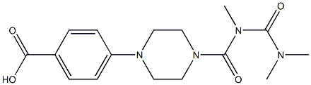 Benzoic acid, 4-(4-((((dimethylamino)carbonyl)methylamino)carbonyl)-1- piperazinyl)-, hydrate (4:1) Struktur