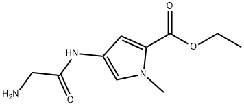 1H-Pyrrole-2-carboxylicacid,4-[(aminoacetyl)amino]-1-methyl-,ethylester(9CI) Struktur