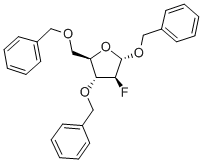 BENZYL-3,5-DI-O-BENZYL-2-DEOXY-2-FLUORO-ALPHA-D-ARABINOFURANOSIDE Struktur