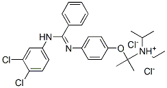 2-[4-[[(3,4-dichlorophenyl)amino]-phenyl-methylidene]azaniumylphenoxy] ethyl-dipropan-2-yl-azanium dichloride Struktur