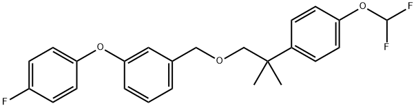 1-((2-(4-(Difluoromethoxy)phenyl)-2-methylpropoxy)methyl)-3-(4-fluorop henoxy)benzene Struktur