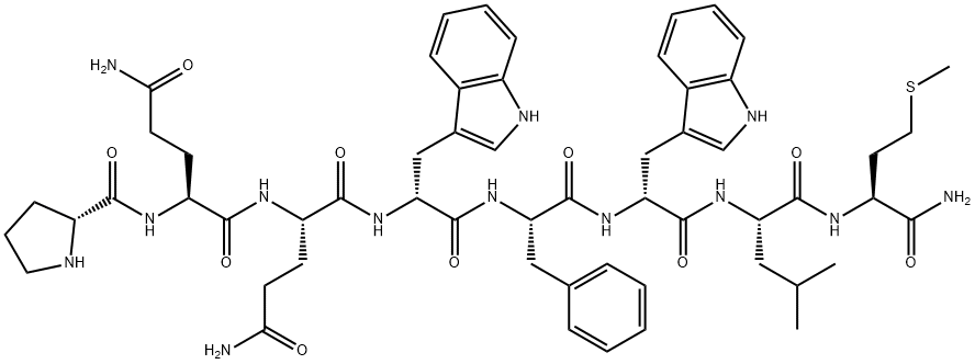 D-PRO-GLN-GLN-D-TRP-PHE-D-TRP-LEU-MET-NH2 Struktur