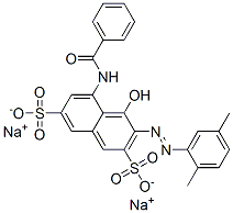 disodium 5-(benzoylamino)-3-[(2,5-dimethylphenyl)azo]-4-hydroxynaphthalene-2,7-disulphonate Struktur