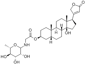 Glycine, N-(6-deoxy-L-mannosyl)-, 3-ester with 3-beta,14-dihydroxy-5-b eta-card-20(22)-enolide Struktur