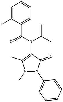 N-(1,5-dimethyl-3-oxo-2-phenyl-pyrazol-4-yl)-2-iodo-N-propan-2-yl-benz amide Struktur