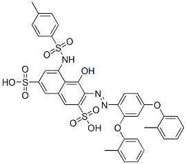 3-[[2,4-bis(2-methylphenoxy)phenyl]azo]-4-hydroxy-5-[[(p-tolyl)sulphonyl]amino]naphthalene-2,7-disulphonic acid Struktur