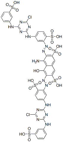 4-amino-3,6-bis[[5-[[4-chloro-6-[(3-sulphophenyl)amino]-1,3,5-triazin-2-yl]amino]-2-sulphophenyl]azo]-5-hydroxynaphthalene-2,7-disulphonic acid Struktur