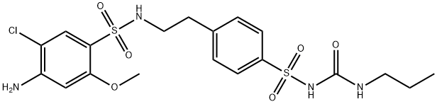 1-[4-[2-[(4-amino-5-chloro-2-methoxy-phenyl)sulfonylamino]ethyl]phenyl ]sulfonyl-3-propyl-urea Struktur