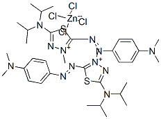 bis[5-(diisopropylamino)-2-[[4-(dimethylamino)phenyl]azo]-3-methyl-1,3,4-thiadiazolium] tetrachlorozincate(2-) Struktur