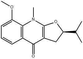 [2R,(-)]-3,9-Dihydro-8-methoxy-9-methyl-2-isopropylfuro[2,3-b]quinoline-4(2H)-one Struktur