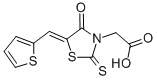 (4-OXO-5-THIOPHEN-2-YLMETHYLENE-2-THIOXO-THIAZOLIDIN-3-YL)-ACETIC ACID Struktur