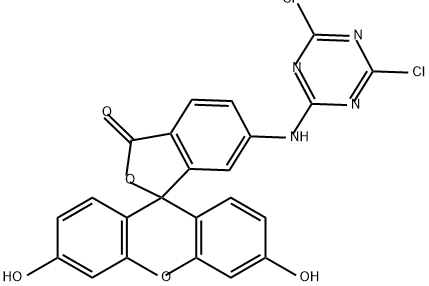 6-(4,6-dichlorotriazinyl)aminofluorescein Struktur