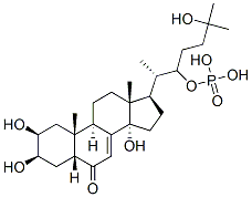 [(2S,3R)-6-hydroxy-6-methyl-2-[(2S,3R,5R,9R,10R,13R,17R)-2,3,14-trihyd roxy-10,13-dimethyl-6-oxo-2,3,4,5,9,11,12,15,16,17-decahydro-1H-cyclop enta[a]phenanthren-17-yl]heptan-3-yl]oxyphosphonic acid Struktur