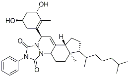 (6aR,7R,9aR)-11-((3S,5R)-3,5-dihydroxy-2-Methylcyclohex-1-en-1-yl)-6a-Methyl-7-((R)-6-Methylheptan-2-yl)-2-phenyl-4a,5,6,6a,7,8,9,9a-octahydrocyclopenta[f][1,2,4]triazolo[1,2-a]cinnoline-1,3(2H,11H)-dione Struktur