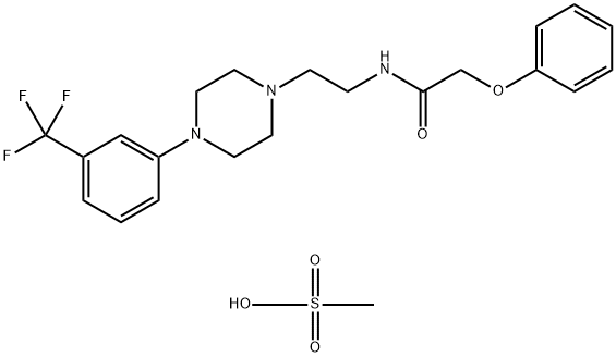 methanesulfonic acid, 2-phenoxy-N-[2-[4-[3-(trifluoromethyl)phenyl]pip erazin-1-yl]ethyl]acetamide Struktur