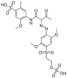 Benzenesulfonic acid, 4-2-2,5-dimethoxy-4-2-(sulfooxy)ethylsulfonylphenylazo-1,3-dioxobutylamino-5-methoxy-2-methyl- Struktur