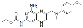 (5-Amino-1,2-dihydro-3-(((4-methoxyphenyl)methylamino)methyl)pyrido (- 3,4-b)pyrazin-7-yl)-, carbamic acid, ethyl ester Struktur