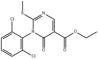 ethyl 1-(2,6-dichlorophenyl)-2-methylsulfanyl-6-oxo-pyrimidine-5-carbo xylate Struktur