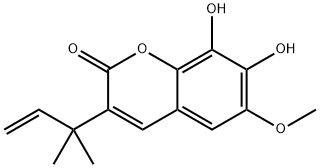 3-(1,1-Dimethyl-2-propenyl)-7,8-dihydroxy-6-methoxy-2H-1-benzopyran-2-one Struktur