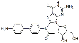 Guanosine, 8-(acetyl(4'-amino(1,1'-biphenyl)-4-yl)amino)-2'-deoxy- Struktur