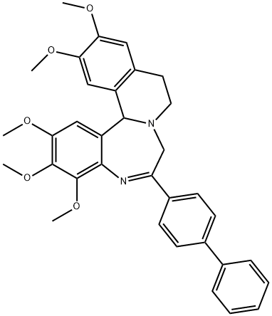 6-(4-Biphenylyl)-2,3,4,12,13-pentamethoxy-9,10-dihydro-7H-isoquino(2,1-d)(1,4)benzodiazepine Struktur