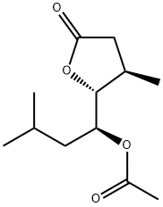 2(3H)-Furanone,5-[(1S)-1-(acetyloxy)-3-methylbutyl]dihydro-4-methyl-,(4R,5R)-(9CI) Struktur