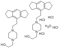 1-(2-(s-Hydrindacen-4-yl)ethyl)-4-(2-hydroxyethyl)piperazine dihydroch loride hemihydrate Struktur