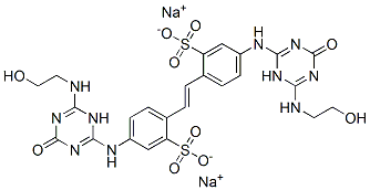 disodium 4,4'-bis[[1,4-dihydro-6-[(2-hydroxyethyl)amino]-4-oxo-1,3,5-triazin-2-yl]amino]stilbene-2,2'-disulphonate  Struktur