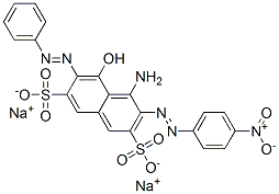 4-amino-5-hydroxy-3-[(4-nitrophenyl)azo]-6-(phenylazo)naphthalene-2,7-disulphonic acid, sodium salt Struktur