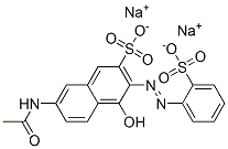 7-acetamido-4-hydroxy-3-[(2-sulphophenyl)azo]naphthalene-2-sulphonic acid, sodium salt Struktur