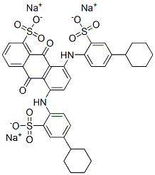 5,8-bis[(4-cyclohexyl-2-sulphophenyl)amino]-9,10-dihydro-9,10-dioxoanthracenesulphonic acid, sodium salt Struktur