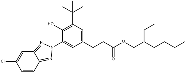 2-ethylhexyl 3-[3-tert-butyl-4-hydroxy-5-(5-chloro-2H-benzotriazol-2-yl)phenyl]propionate Struktur