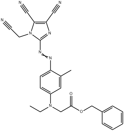 2-[Ethyl[4-(4,5-dicyano-1-cyanomethyl-1H-imidazol-2-ylazo)-3-methylphenyl]amino]acetic acid benzyl ester Struktur