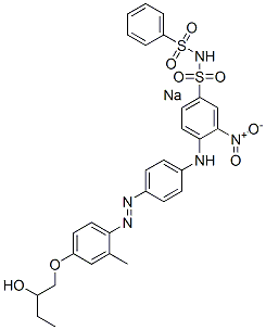 sodium 4-[[4-[[4-(2-hydroxybutoxy)-o-tolyl]azo]phenyl]amino]-3-nitro-N-(phenylsulphonyl)benzenesulphonamidate Struktur