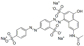 7-(acetylamino)-4-hydroxy-1-[[2-sulpho-4-[(4-sulphophenyl)azo]phenyl]azo]naphthalene-2-sulphonic acid, sodium salt Struktur