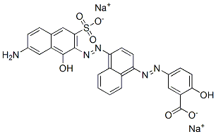 5-[[4-[(7-amino-1-hydroxy-3-sulpho-2-naphthyl)azo]-1-naphthyl]azo]salicylic acid, sodium salt  Struktur