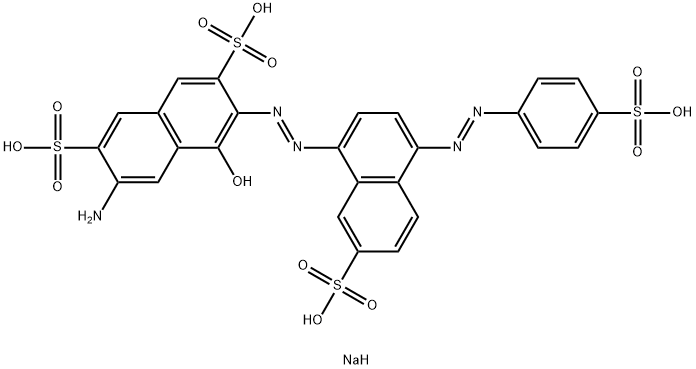 6-amino-4-hydroxy-3-[[7-sulpho-4-[(4-sulphophenyl)azo]-1-naphthyl]azo]naphthalene-2,7-disulphonic acid, sodium salt  Struktur