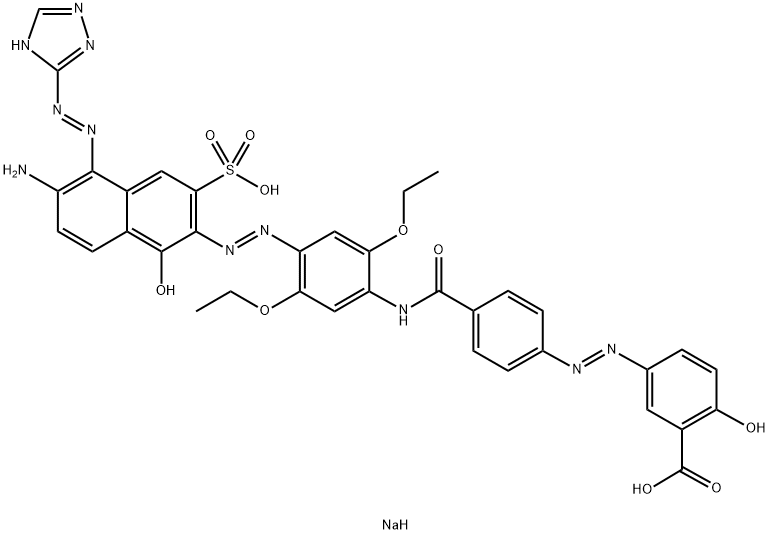 disodium 5-[[4-[[[4-[[6-amino-1-hydroxy-3-sulphonato-5-(1H-1,2,4-triazole-3-ylazo)-2-naphthyl]azo]-2,5-diethoxyphenyl]amino]carbonyl]phenyl]azo]salicylate Struktur